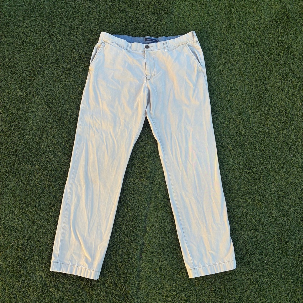 Tommy Hilfiger Tailored Fit Chinos Khaki Tan Cream Mens 36x32 Casual Preppy